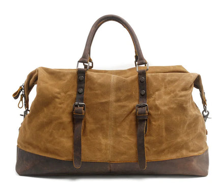 Wholesale Customized Durable Retro Reisetasche Canvas Cowhide Handbag Sports Messenger Bag Men's Weekend Travel Bag