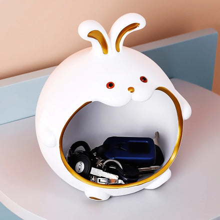 2026 Wholesale Resin Ornaments Big Mouth Zodiac Rabbit Sundry Storage Resin Crafts Home Decoration Rabbit Statue