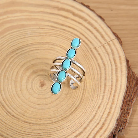 Western Gifts Vertical Turquoise Beads Rings for Girl