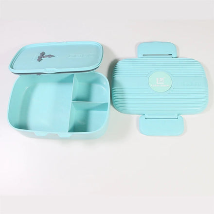 Custom Logo 3-Compartment Airtight Plastic Lunch Box Bento Picnic Food Container One-Layer Wheat Straw Lunchbox for Kids