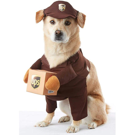 Funny UPS Dog Costume Mail Carrier Funny Pup Dog Costumes Clothes Apparel