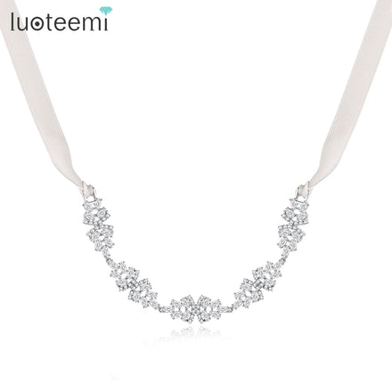 LUOTEEMI Braided Headband Bridal Hair Jewelry Accessory Cubic Zirconia Braid Korean Style for Girl Hairband