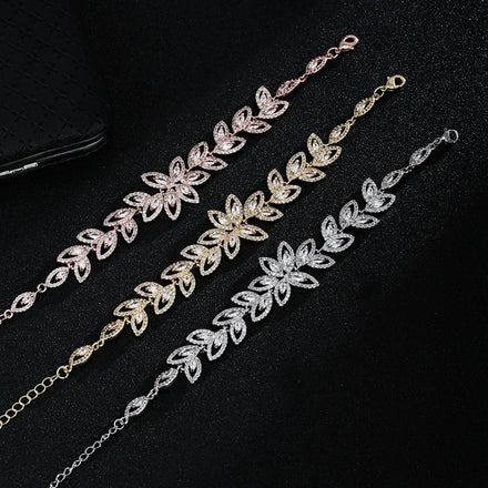 SLBRIDAL Sparkling Trendy Fashion Cubic Zirconia Bracelet Girls CZ Daily Bracelet Gift Wedding Bridal Bridesmaids Women Jewelry