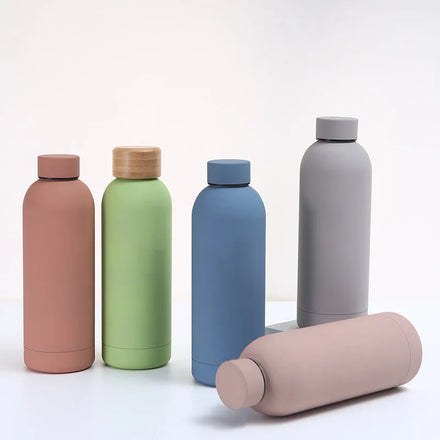 500ml 750ml 1000ml Insulated Stainless Steel Bottle Milk Bottle Rubber Soft Yoga Sports Small Mouth Thermal Drink Water Bottles