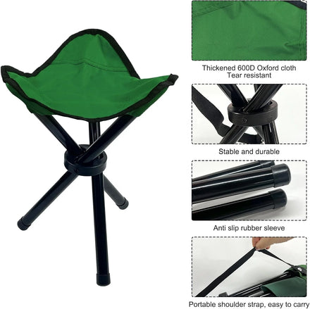Folding Fishing Chair Portable Travel Outdoor Tripod Seat Green Camping Picnic Beach Garden Lawn
