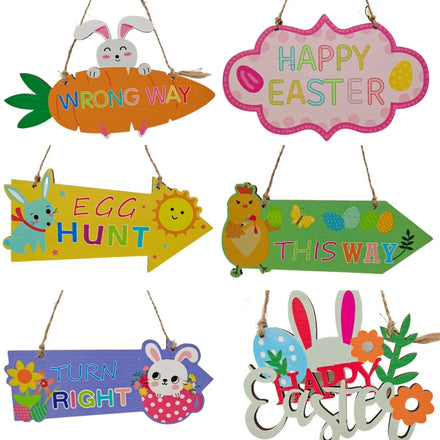 Creative DIY Rabbit Plywood Sign for Easter Party Handmade Egg Number Wall Decor Eco-friendly 18CM with Opp Bag Packaging
