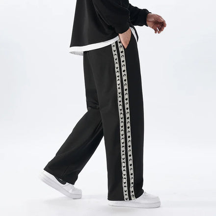 Men's French Terry Sweatpants Loose Fit OEM Sport Cotton Custom Casual Pants Street Style Mid Drawstring Joggers Printed Logo