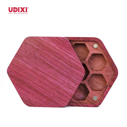 For Hot Sale Purple Heart Hexagon Wooden Dice Box RPG Dungeons and Dragons 1pc Wood Box 105x94x32mm