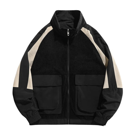 2023 New Splice Men's Stand Collar Formal Patchwork Spring Plus Size Loose Varsity Jacket Waterproof Windproof Breathable