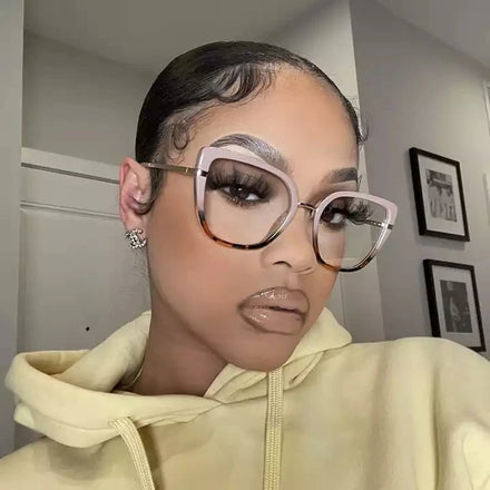Fashion Tr90 Eyeglass Frames Spring Hinge Simple Designer Women Cat Eye Optical Custom Blue Light Glasses Frames