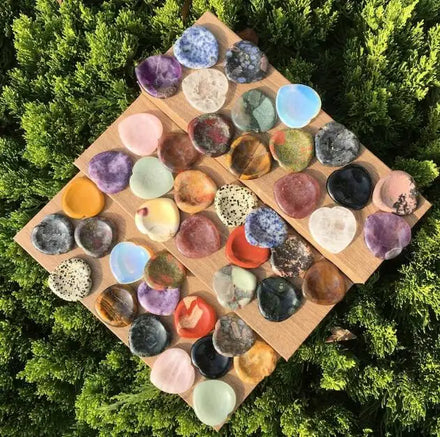 40mm Loving Heart Natural Worry Stone Crystal Thumb Gemstone Rose Quartz Amethyst Healing Meditation Palm Worry Stone