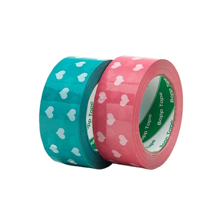 Blue Acrylic Sealing Tape Peach Heart Wide Pink Heart Cute Pattern Express Packaging Customized Water Activated BOPP