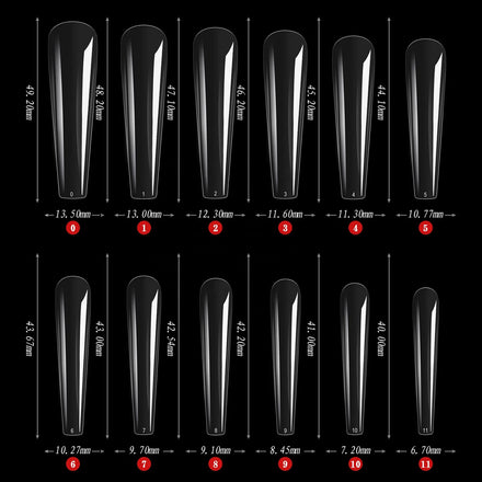 504pcs 3xl Soft Gel Coffin Square Nail False Clear Straight Stiletto French Ballerina No C Curve Almond 3xl Full Cover Nail Tips