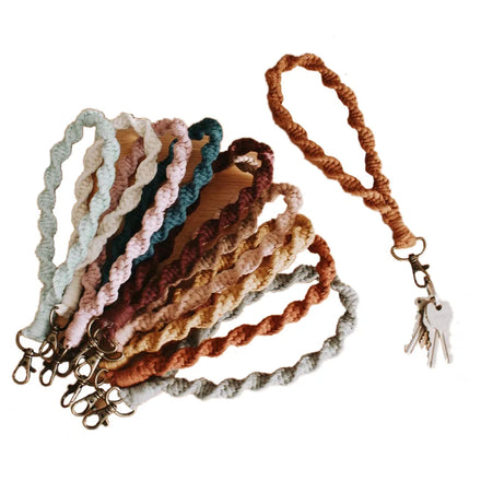 New Sezzle Cotton Macrame Phone Charm Wristlet Strap with Alloy Lanyard for Keys Accessories (20cm*2.5cm)