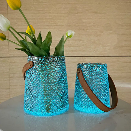 Glass Hand -lifted Luminous Vase Simple Home Living Room Dining Table Ornament Decorative Flowers Vases