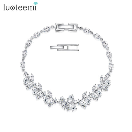 LUOTEEMI Luxury New Designer CZ Flower Jewelry Fashion 2026 Accessory Brand Bohemia for Girl Charm Bracelet