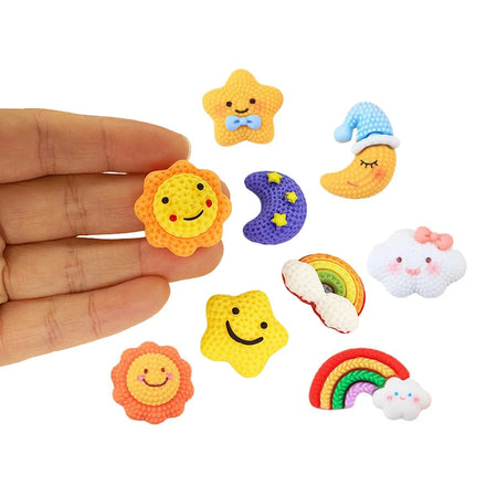 Lovely New Sky Theme Knit Star Moon rainbow Sun Design Resin Cabochon for Phone Photo Frame