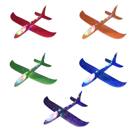48cm Large LED EVA Foam Aircraft Toy Hand Throwing Flight Glider DIY Model Plane Roundabout Children Outdoor Stunt Airplane Kids