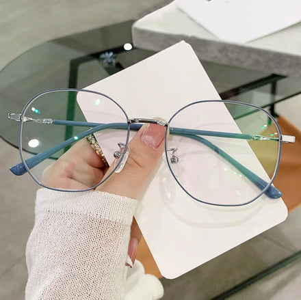Light Metal Eyeglass Frame Can Be Matched With Myopia Blue Light Optical Glasses Polygonal Large Frame Optical Glasses