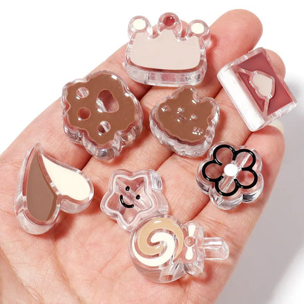 10 Pcs/Bag Big Hole Animal Crown Bracelet Beads Brown Colors Acrylic Flower Beads for Jewelry Making