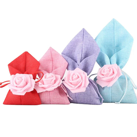 Linna Factory Direct Sale Customizable Drawstring Wedding Party Packaging Pouches Flower Burlap Gift Bags