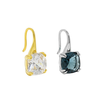 925 Sterling Silver 2026 Womens Fashion Designer Jewelry Delicate White Blue Zircon Square French Hook Earrings