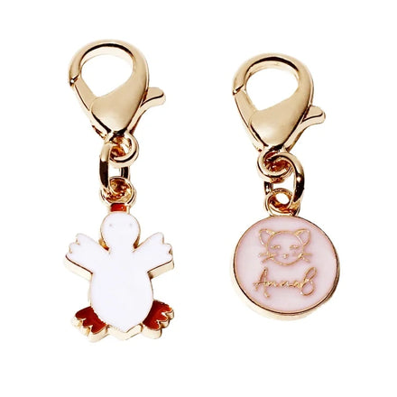 Fashion Mini Keyring hang Charms Enamel Phone Accessory Alloy Letter Printed Metal Pendant With Clasp