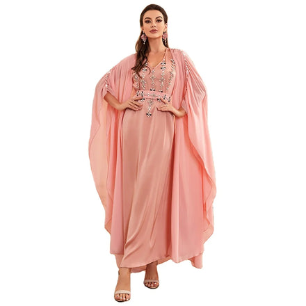Middle East Abaya 2-Piece Abaya Women Duabi 2023 Frauen Muslimisches Dresses Stylish Chiffon Open Abaya Islamic Dresses Muslim