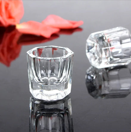 Crystal Nail Brow Tint Glass Cup Color Tattoo Ink Cup Holder Glass Dish Eyebrow Eyelash Tint Dye Mixing Cup