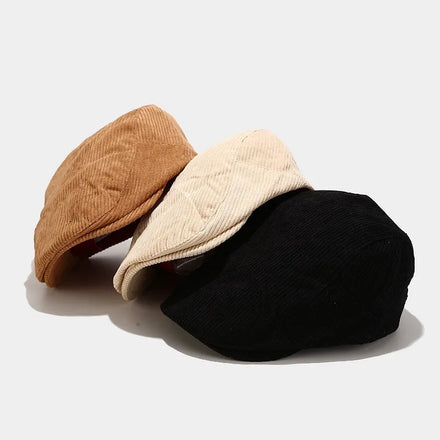 New Fashion Dress Corduroy Ivy Hat Outdoors Warm Windproof Flat Cap Beret Hat for Women