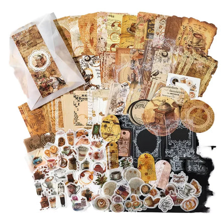 200pcs/pack Sample Data Space-Time Handwriting Series Artistic Retro Style Notebook DIY Decorative Collage Base Paper 4 Models