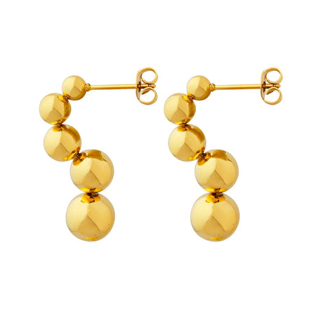 French Simple Small Steel Ball Earrings Stainless Steel Symbol Versatile Earrings