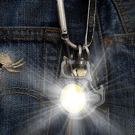 Mini Light LED Flashlight Work Light USB Charging Portable Pocket Key Chain Light Camping Small Lightweight Bottle Opener