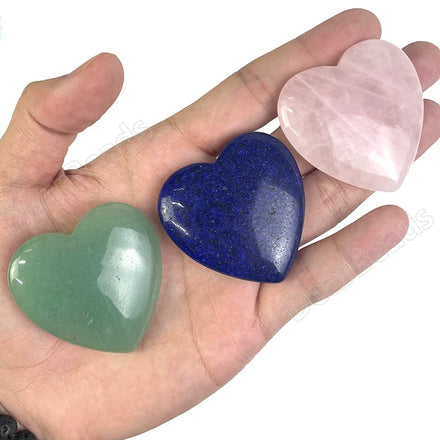 45MM Heart Shape Natural Stone Amethyst Carved Handmade Engraving Healing Crystal Gemstone Decoration 4CM