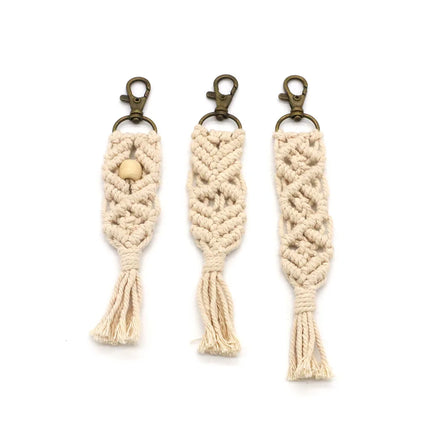 Sezzle Handwoven Cotton Macrame Tassel Keychain Boho Bag Purse Backpack Wallet Accessory Ornament Car Charm 16.5cm*3cm