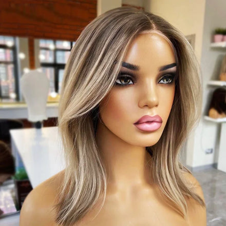Top Quality Lace Frontal Bob Wigs Cuticle Aligned Unprocessed Raw Hair Highlights Blonde Body Wave HD Lace Front Wig