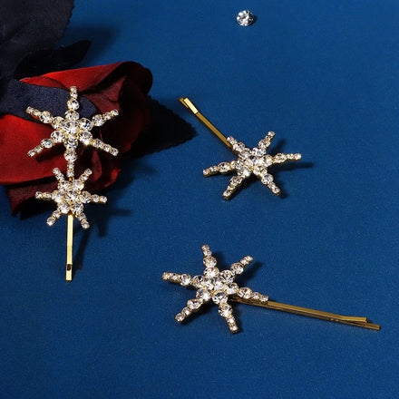 Miallo 3Pcs/set Fashion Rhinestone Jewelry Gold Bobby Pins Hair Clips Sparkly Star Party Hair Headpiece