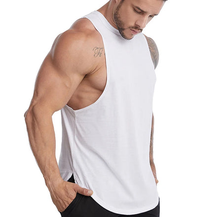 Basketball Workout Cotton Men's Vest tank Top Solid Color Sleeveless Fitness Men's Gym tank Top