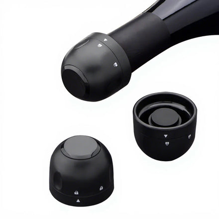 Factory Direct Sales Sparkling Stopper Black Reusable Plastic and Stainless Champagne Saver Stopper Champagne Bottle Stopper