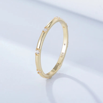 Fashion Jewelry 925 Sterling Silver Couple Ring Multiple Colored Small Round Zircon Thin Gold Plated Wedding Rings for Women