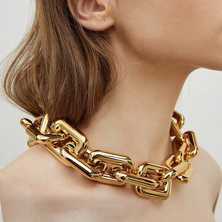 Wholesale Hip Hop Exaggerate Collar Choker ABS Acrylic Square Big Chain Bib Necklace Fashion Chunky Jewelry Accessory