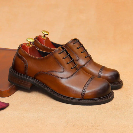 New Design Plus Size Men's Breathable Cow Genuine Leather Oxford Shoes Formal Business Office Career Professional Dress Shoes