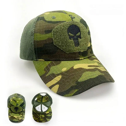 Custom logo Patch Skull Embroidery Logo Plain Mesh Trucker Hats Camouflage Baseball Cap for Men women