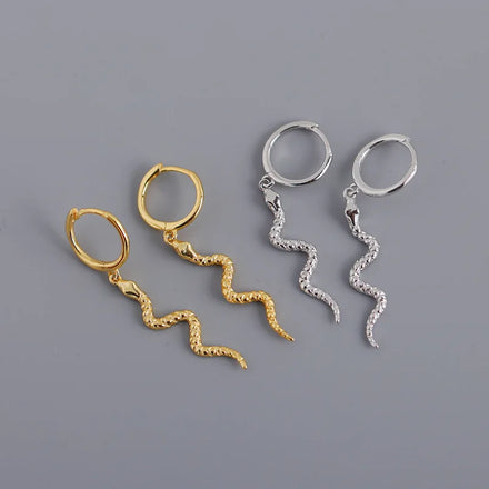 Fashion 925 Silver Snake Pendant Gold Earrings Animal Pendant Jewelry Women Earrings