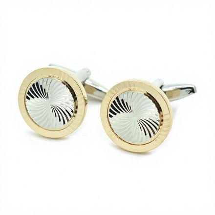 Wholesale Two Tone Wheel Engraved Elegant Cufflinks Custom Mens Suit Shirt Fashion Accessory Wedding Tuxedo Trendy Jewelry Gift