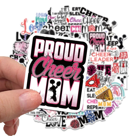 50 Pcs DIY Decorations Cheerleading Sticker Pack Cheer Mom Cheerleading Gifts Team Spirit Cheer Accessories