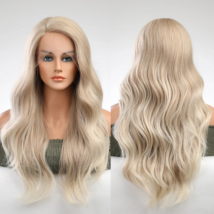 Factory Fast Delivery 13x1x5 lace wig straight hair piece light blonde female lace wig side part top chemical fiber no flame
