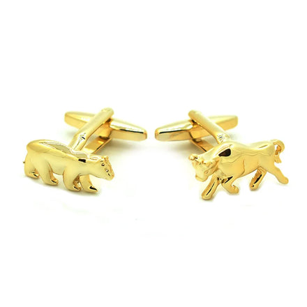 Wholesale Gold Plated Bull Bear Stock Novelty Cufflinks Custom Mens Suit Shirt Fashion Accessory Wedding Tuxedo Trendy Jewelry