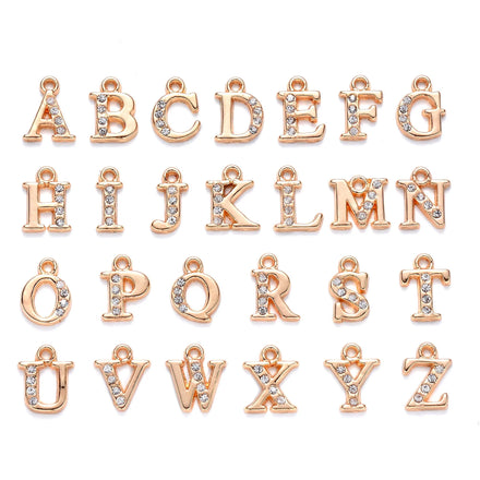 Letter Gold Beautiful Diamond Jewellery Metal Accessory Pendant Beads for Jewelry Making DIY