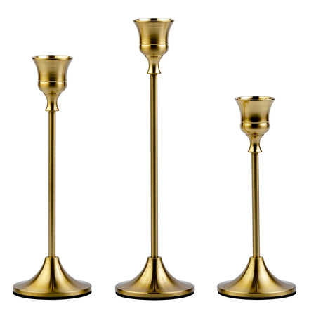 2026 Popular Wholesale Metal Black Gold Candlestick Set Golden Taper Classic Candlestick Centerpiece Candle Holder